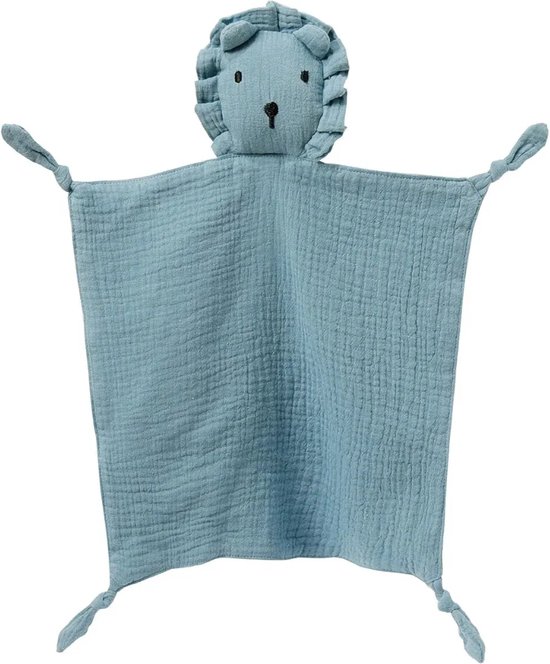 Knuffeldoekje Leeuw - Blauw - Katoen - Hydrofiel - Baby - Speendoekje - Tutdoekje van Fabs World
