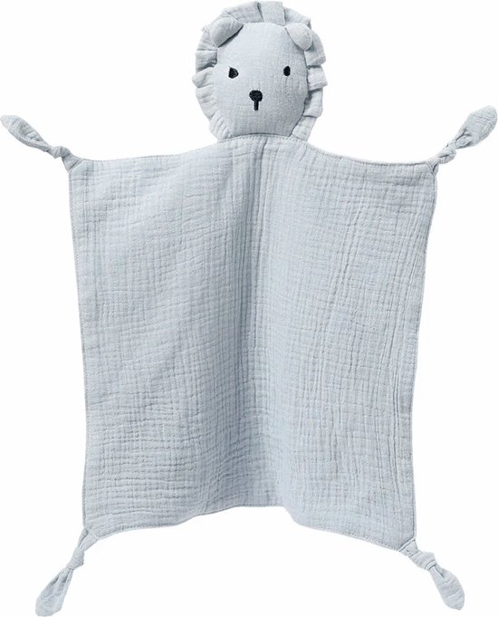 Knuffeldoekje Leeuw - Grijsblauw - Katoen - Hydrofiel - Baby - Speendoekje - Tutdoekje van Naybõ Baby Products