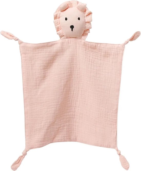 Knuffeldoekje Leeuw - Roze - Katoen - Hydrofiel - Baby - Speendoekje - Tutdoekje van Little Dutch
