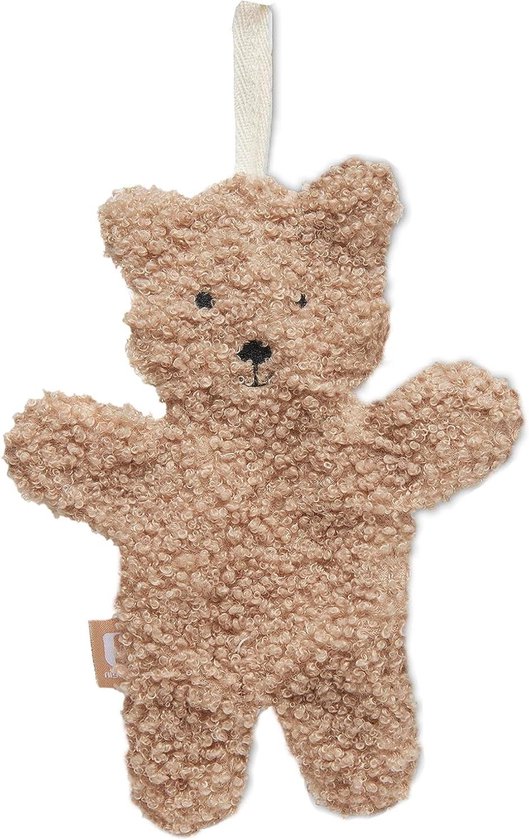 Knuffeldoekje met speenlus - Speendoekje teddybeer - Baby geruststellen - Zachte boucle stof - 19 cm - Biscuit