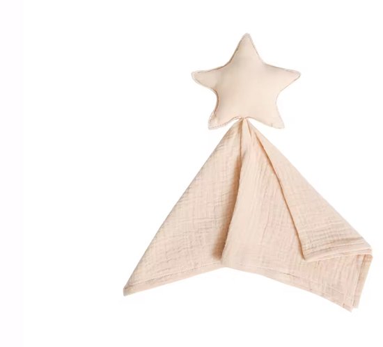 Knuffeldoekje met ster - Katoen - Hydrofiel - Baby - Kind - 40x40cm - Cream van Little Dutch