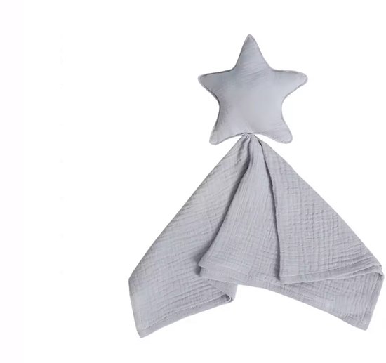 Knuffeldoekje met ster - Katoen - Hydrofiel - Baby - Kind - 40x40cm - Grijs van Bebe Jou