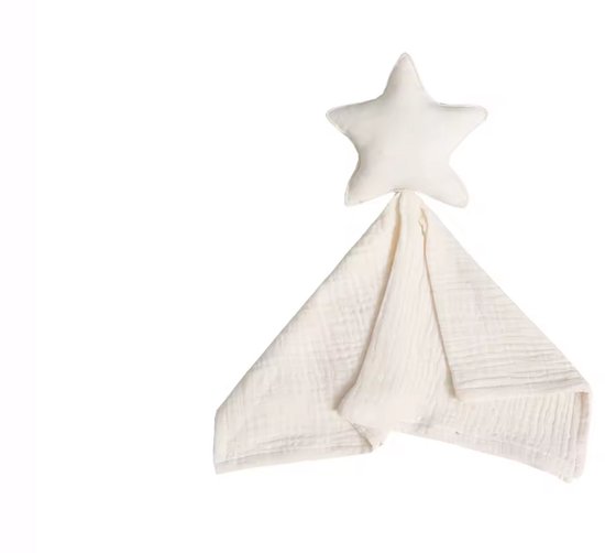 Knuffeldoekje met ster - Katoen - Hydrofiel - Baby - Kind - 40x40cm - Wit van Jollein