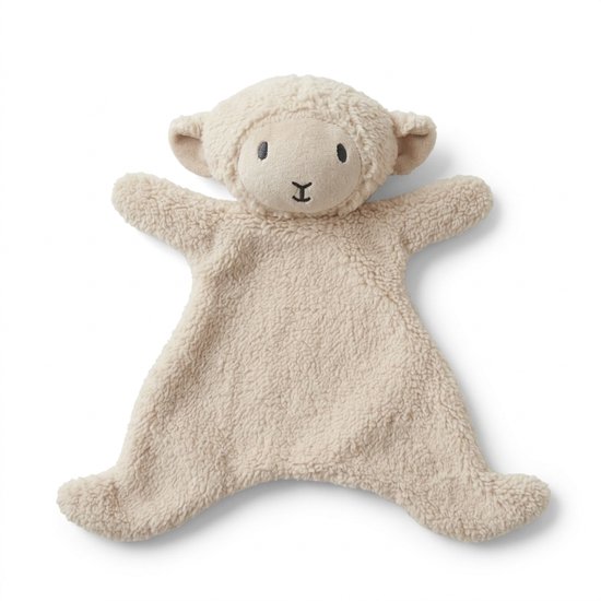 Knuffeldoekje Schaap - Knuffeldoek Baby - Beige - 29x28x2cm - Teddy - Polyester - Knuffeltje van Merkloos