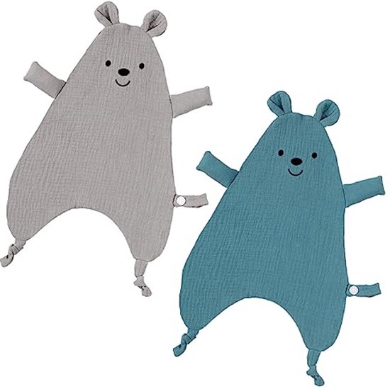 Knuffeldoekjes met Kattenhoofdje – 2 Stuks – 40 x 27 cm – Katoenen Mousseline – Cadeau voor Geboorte van Little Dutch