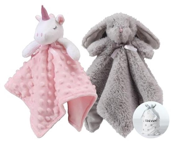 Knuffelige pluche babydeken voor jongens en meisjes - Eenhoorn en Haas van Merkloos