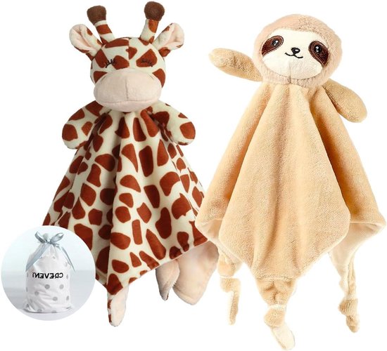 Knuffelige pluche deken - Baby knuffeldier - Baby comfort - Zacht polyester - Baby maat - Giraf luiaard