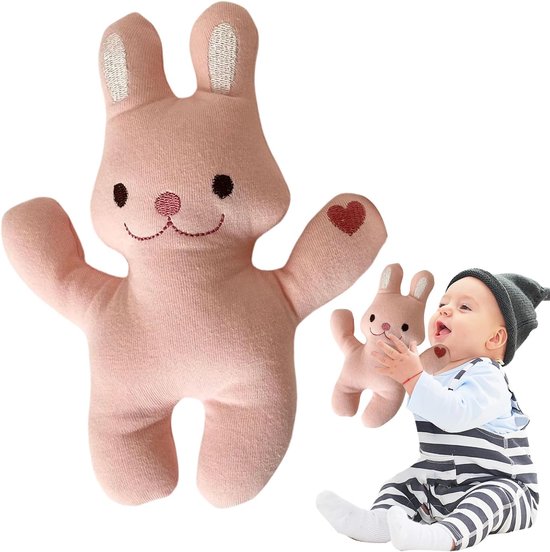 Knuffelkonijn - Troostknuffel Baby - Slaapondersteuning - Wasbaar Materiaal - 20x16 cm - Roze