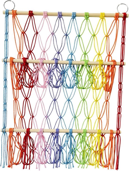 Knuffelnet - Opbergnet - Speelgoed Organiseren - Handgeweven - 53 x 9 cm - Natuurlijk