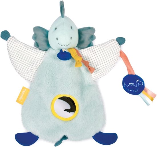 Knuffelpop Dinosaurus - Handpop Speelgoed - Babyspeelgoed Ontwikkeling - Knisperend Geluid Spiegel - 25 cm - Groen van Merkloos