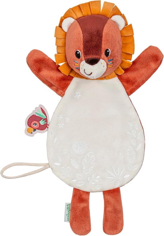 Knuffelpop Leeuw - Zacht Speelgoed - Baby Geruststellen - Glow in the dark - 19 x 33 cm - Oker