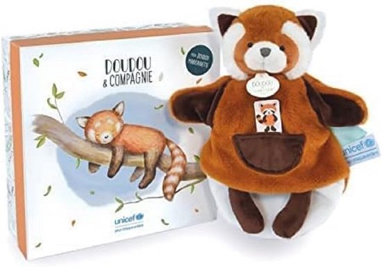Knuffelpop Panda Rood 25 cm in Mooie Geschenkdoos - Perfect Cadeau voor Baby's van Merkloos