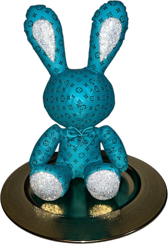 Knuffeltoettiess - Konijn - Design - Blauw - (kraam) - Cadeau van Merkloos