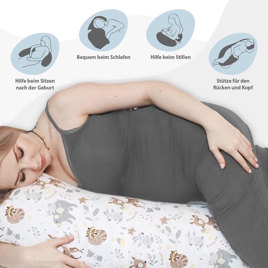 Knuffelzacht / Borstvoedingskussen,zijslaapkussen, Zwangerschapskussen- Katoen -pregnancy pillow, support pillow van Babyjem