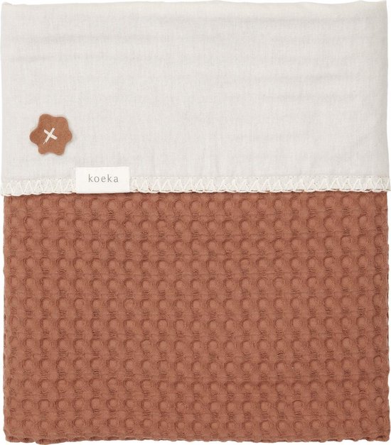 Koeka Baby dekentje wieg wafel flanel Antwerp - bruin - 75x100cm van Merkloos