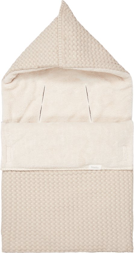 Koeka Maxi Cosi voetenzak Oslo - wafelstof met teddy - zand van Koeka
