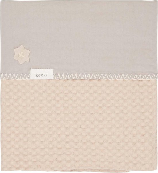 Koeka Wiegdeken wafel flanel Antwerp  - zand / grijs - 75x100cm van Merkloos