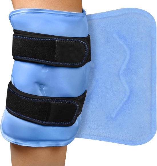 Koel- of warmwaterkruik (34 x 27 cm), ijszak voor knie, dubbelzijdig, verlicht kniepijn, koude kompressen tegen zwellingen, letsel