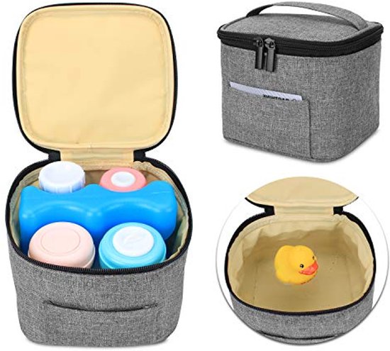 Koeltas voor moedermelk - Lekvrije tas voor 4 babyflessen (150 ml) - Grijs