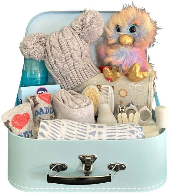 Koffertje gevuld met baby artikelen - Blauw - 30cm van Merkloos