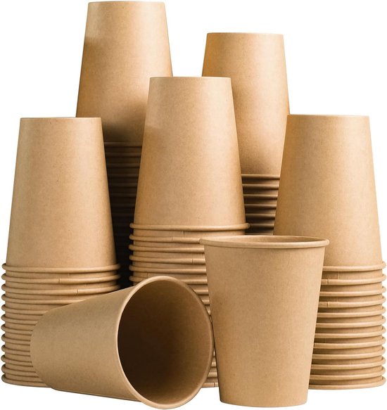 Koffiemok, 300 ml, milieuvriendelijke koffiemok, kartonnen beker, bruin, probeerbeker, drinkbeker, coffee-to-go, wegwerpbeker, biologisch afbreekbaar van $