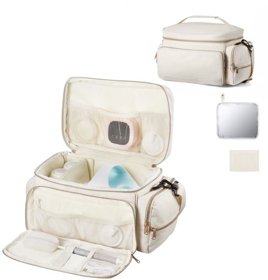 Kolftas - Borstkolf Tas - Borstvoedingstas - Kolf Draagtas – Geïsoleerd – Waterdicht – Drielaags - Draagbaar - Werk En Reizen - S1/S2 - Opslag - Beige