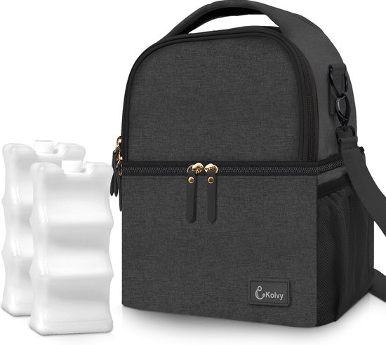 Kolvy® Kolftas met Koelelement - Koeltas Moedermelk - Koelrugzak - Onderweg - Tot 12 uur Koel - Borstvoeding - Borstkolf - Zwart van Merkloos