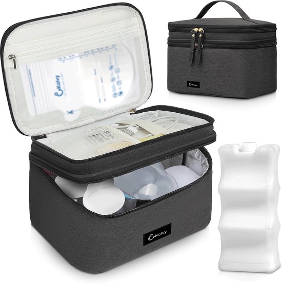 Kolvy® Kolftas met Koelelement - Koeltas Moedermelk - Onderweg - Tot 12 uur Koel - Borstvoeding - Borstkolf - Zwart van Merkloos