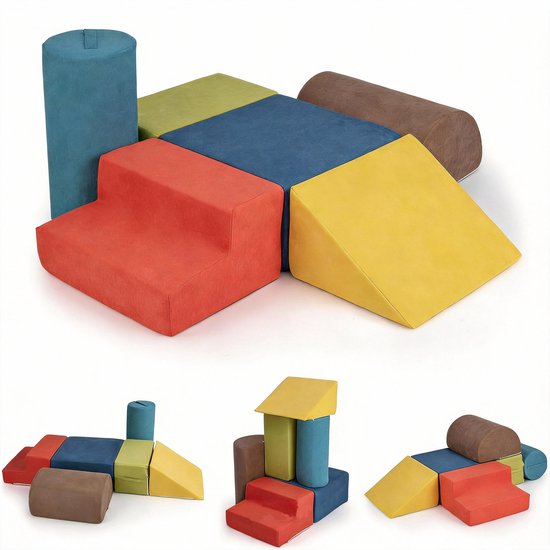KOMFOTTEU 6 delig Schuimblokken - Soft Play Foam Blokken - Reuze Bouwblokken - Montessori-klimblokken - voor kinderen - 220 x 25 cm