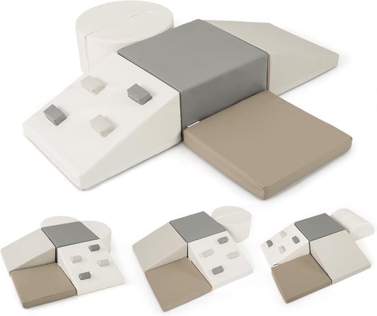 KOMFOTTEU 6 delig Schuimblokken - van kunstleer en schuim - Soft Play Foam Blokken - Reuze Bouwblokken - Montessori-klimblokken - voor kinderen vanaf 1 van Merkloos