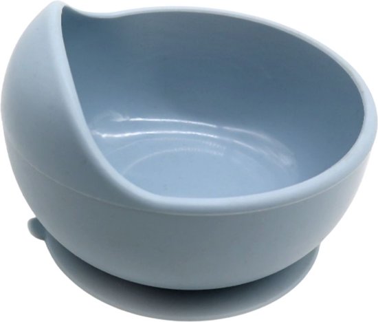 Kommetje met zuignap (Poeder Blauw) - Siliconen - Rond - Kom - Bakje - Baby - Vanaf 6 maanden - Kinderservies van Knufl