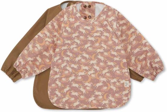 Konges Sløjd 2 Pack Dinner Bib / Slab - Met mouwen - Unicorn blush / Toasted coconut van Konges Sløjd