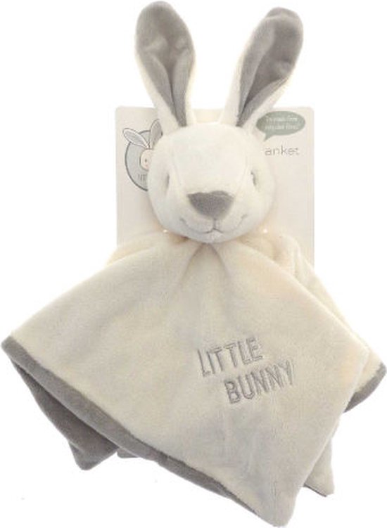 Konijn knuffeldoekje - crème met grijs - Little Bunny knuffel - 100% gerecycled polyester van Little Dutch