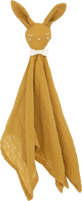 Konijn knuffeldoekje/tuttel lapje van zachte pluche - okergeel - 50 cm - Super sweet van Merkloos