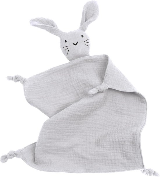 Konijntje Knuffel - Veiligheidsdeken Deken - Kalmeren Baby - Biologisch Katoen - 30x30 cm - Wit