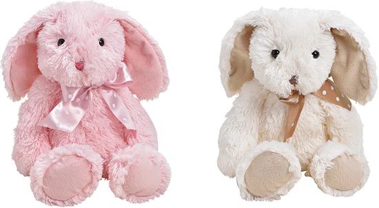 Konijntje van pluche wit, roze 2-voudig, (B/H/D) 20x24x21cm van NICI