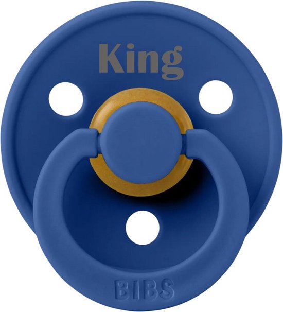 Koningsdag speen met KING - speen MAAT 1 - BIBS - tuut - speen met tekst - blauwe speen - BolleToet van BolleToet