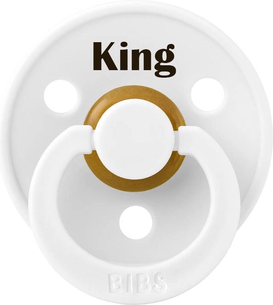 Koningsdag speen met KING - speen MAAT 2 - BIBS - tuut - speen met tekst - witte speen - BolleToet van BolleToet