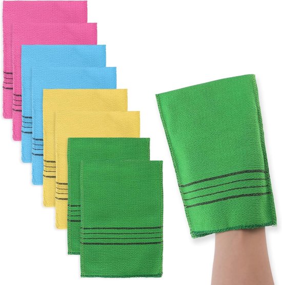 Koreaanse Exfoliërende Handdoek, Dubbelzijdige Scrubber Washcloth, Lichaamspeeling en Dode Huid Verwijdering met Exfoliërende Handschoenen en Douchemitsen voor een Gladde Huid