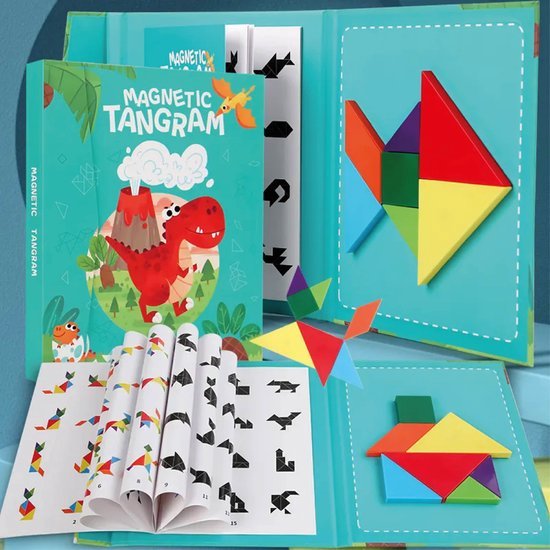 KosmoKids Tangram - Dino - Magnetisch - Montessori – Vormenpuzzel – Boek – Kinderen – Peuters - Kleuters van KosmoKids