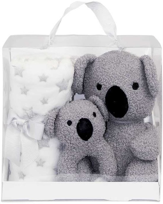 Kraam cadeau baby – Baby geschenkset Koala – Knuffel, bijtring en babydeken 90x75 cm – Neutraal babyshower cadeau – Baby cadeau jongen meisje van Liefzz.