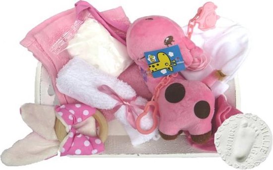 Kraam cadeau geboorte baby meisje dochter kraamcadeau 10-delig Nu met GRATIS speenketting. van LovieMoon