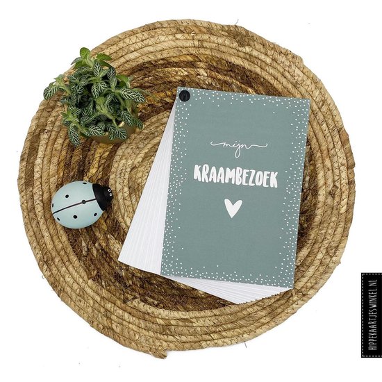 Kraambezoek - Invulkaarten - Kraambezoekboek jongen - Invulboek groen - 50 personen van Partydeco