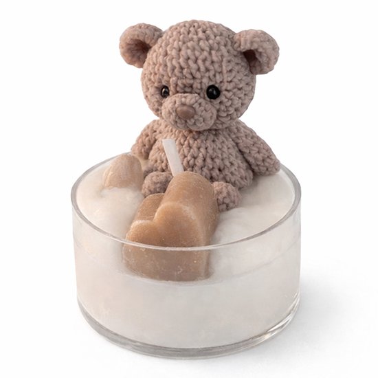 Kraamcadeau Baby Beertje Kaars – Handgemaakt van Sojawas – Schattig Babyshower Cadeau – Baby Decoratie van Merkloos