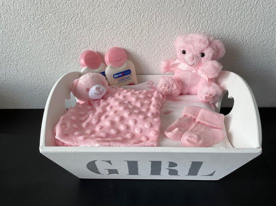 Kraamcadeau Beertje Soft Touch Roze Meisje + Dermocare van Nattou