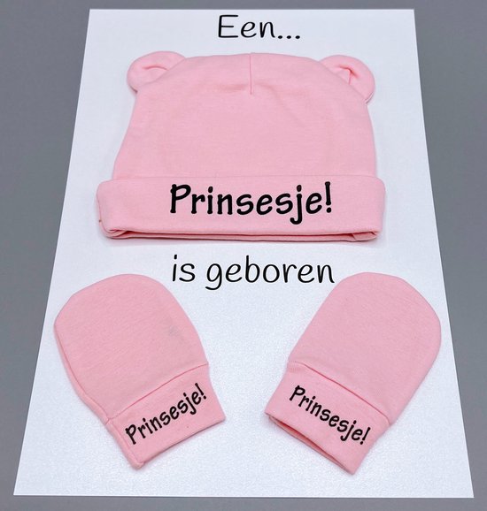 kraamcadeau brievenbus - baby muts - baby handschoenen - rechtstreekse verzending - geboorte - prinsesje van Dromen & Co