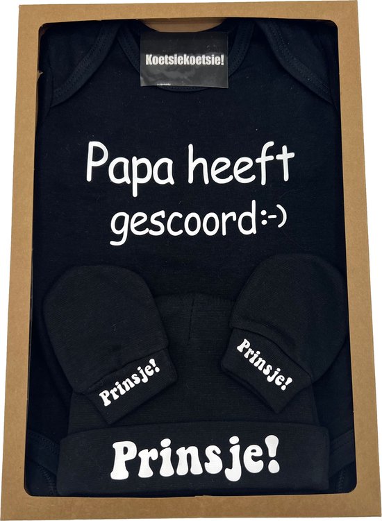Kraamcadeau - brievenbuscadeau - romper mutsje en handschoenen - kan ook rechtstreeks worden verstuurd als cadeau van Jackies Babykleding