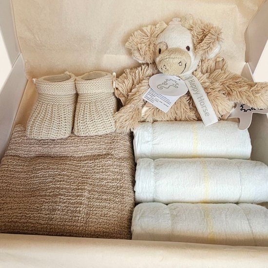 Kraamcadeau Bruin met Happy Horse koe Cruise Knuffeldoekje van Merkloos