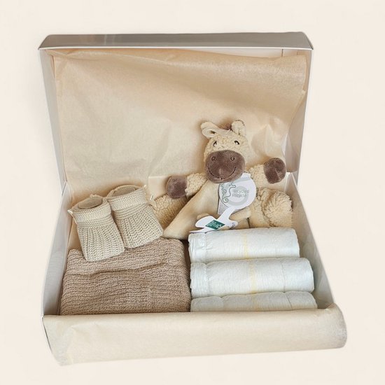 Kraamcadeau Bruin met Happy Horse paard Helma Knuffeldoekje van Merkloos