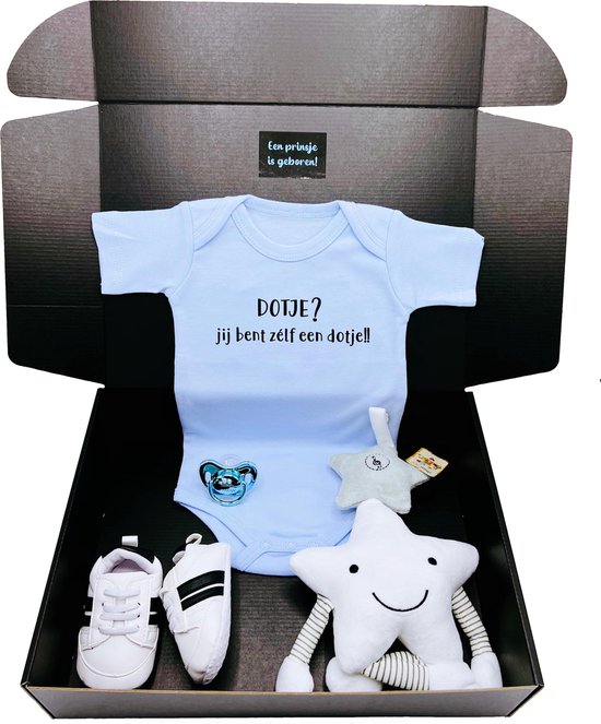 Kraamcadeau Dotje - romper -babysneakers - knuffel met muiek - speen - rechtstreeks versturen mogelijk van Merkloos